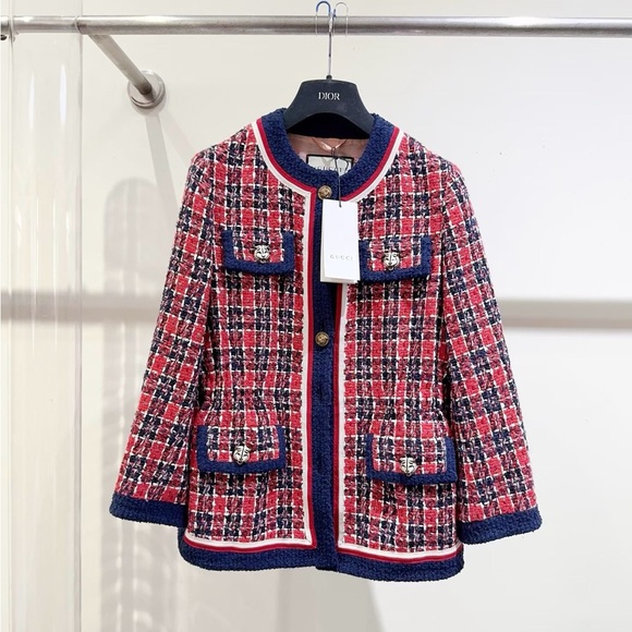 Gucci Jackets & Blazers - ❌sold❌Authentic Gucci Red and Blue Tweed Jacket